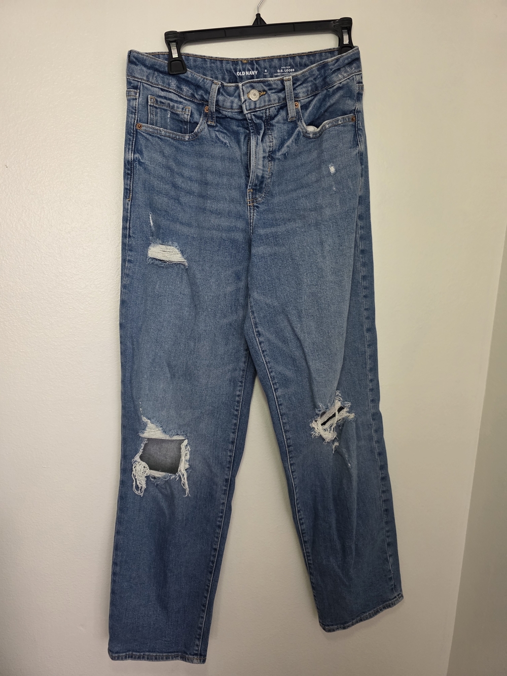 Old Navy Women's Light Blue Distressed Boyfriend Jeans
